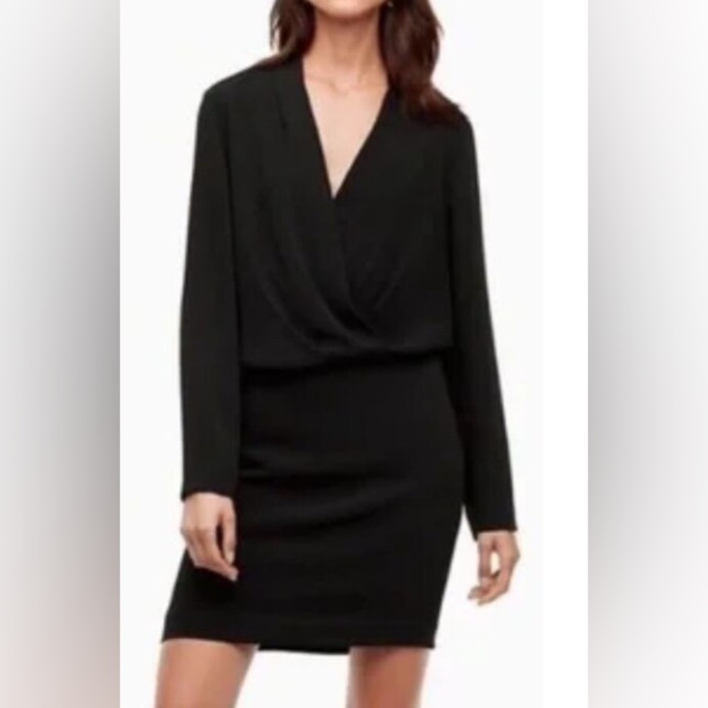 Babaton Gershwin dress, long sleeves, v-neck, black, 0